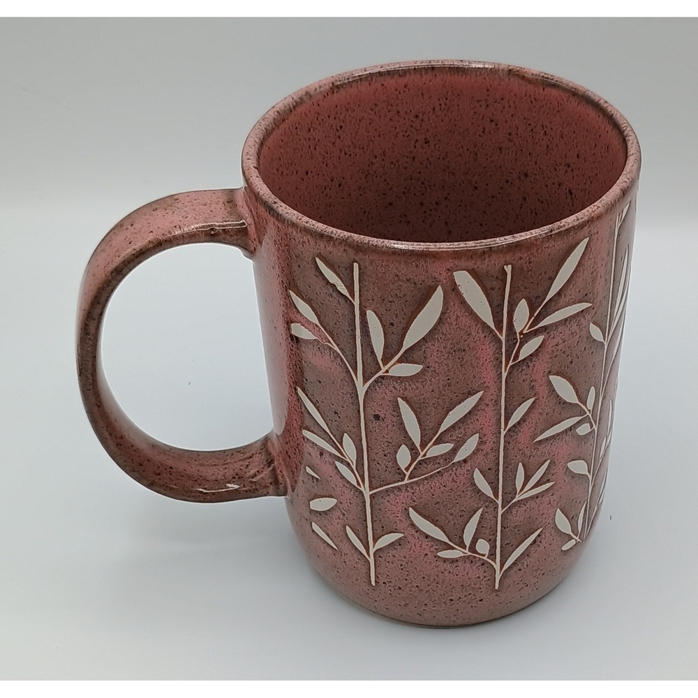 Mauve Ceramic Leaves Leaf Pfaltzgraff 16 oz. Botanical Mug - Picture 1 of 2